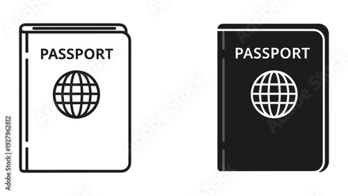 Passport icons for global travel and identity verification