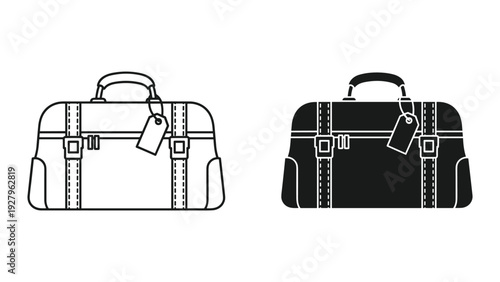 Two stylish luggage bags with tags for travel and business