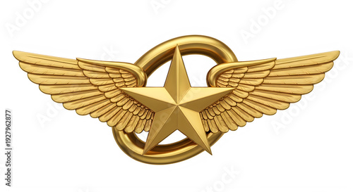 Historical military insignia featuring intertwined wings and a laurel wreath emblem isolated on transparent background