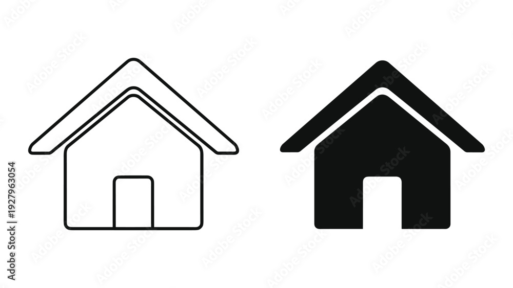 Fototapeta premium Simple modern house icons in black and white for design