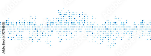 Abstract blue background with random dots. Chaotic mosaic texture, linear pattern of small particles. Perfect for banners, posters, websites, or social media frames. Vector illustration.