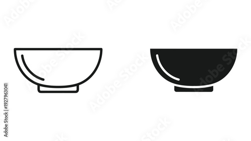 Simple modern bowl icons in black and white for design projects