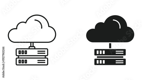 Cloud computing icons for modern data storage solutions