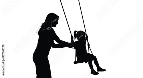 Mother gently pushes her child on a swing a tender moment silhouette