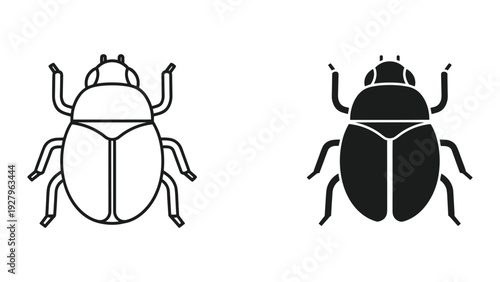 Black beetle icon in simple modern design