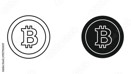 Bitcoin cryptocurrency coin icon set in modern design
