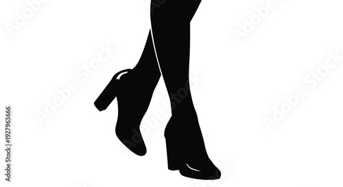 Black footwear including a high heel displayed as a striking silhouette