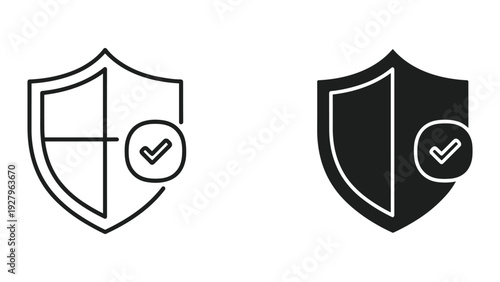 Shield icons with checkmark symbolizing protection and security