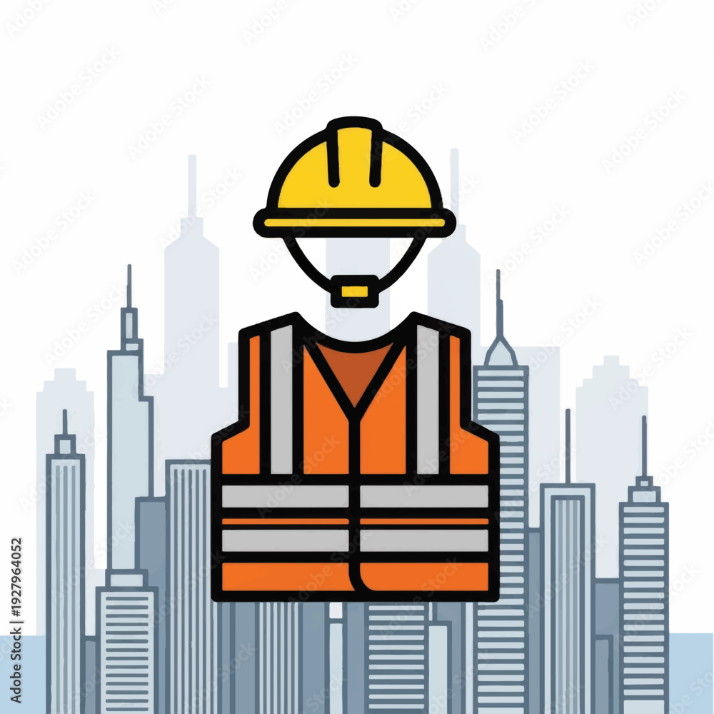 custom made wallpaper toronto digitalConstruction Worker Wearing Hard Hat Safety Vest.