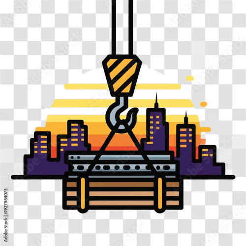 Crane Lifting Shipping Container with Hook.