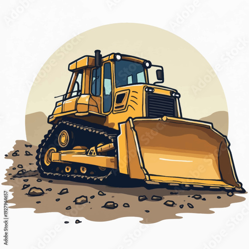 Wallpaper Mural Yellow Bulldozer Heavy Machinery Equipment. Torontodigital.ca