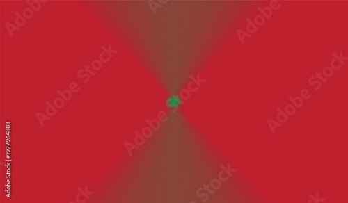 Symmetrical abstract design with red background central green dot and brown hourglass shapes creating depth perspective and visual focus
