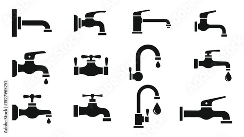 faucet icon silhouette vector illustration isolated