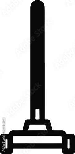 Simple black and white illustration of a vacuum cleaner, representing home cleaning and appliance technology