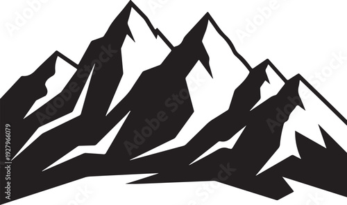 Stylized black mountain range silhouette against transparent background vector art symbolizing adventure and exploration journeys