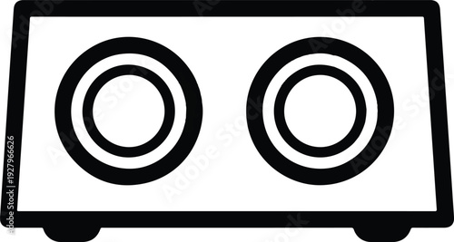 Stylized illustration of a double burner electric stove top, perfect for cooking and kitchen themes