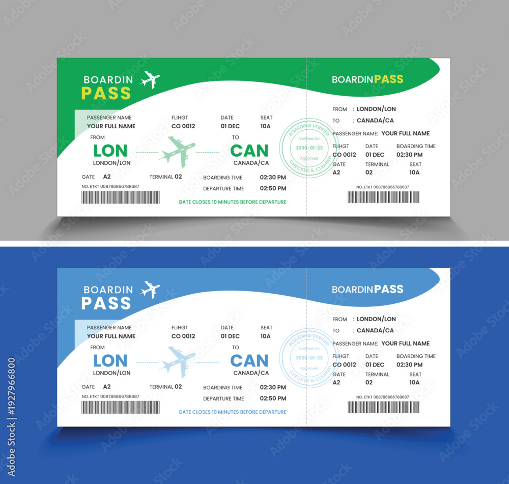 Fototapeta premium Air Boarding Pass Design Concept