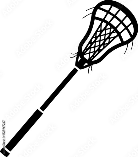 lacrosse stick glyph flat vector icon
