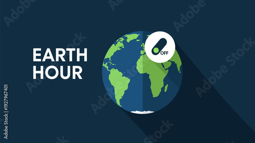 Stylized graphic of the Earth with a prominent 'OFF' switch, symbolizing a worldwide commitment to energy conservation and raising awareness for environmental sustainability