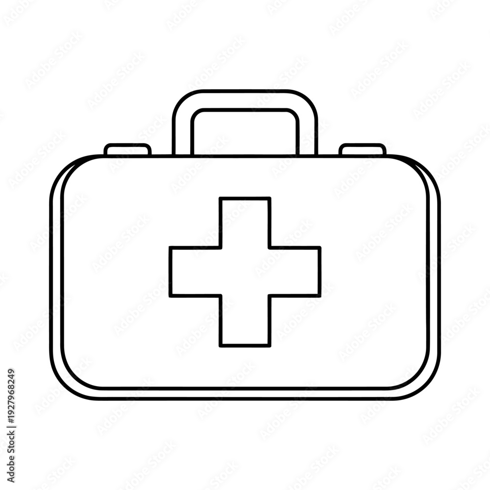 Obraz premium First aid kit with cross symbol on white background for medical emergencies and healthcare
