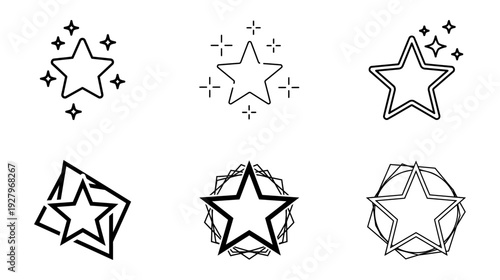 Star icons and graphic elements, star shapes, and ornamental star designs