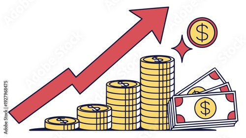 business graph with red arrow