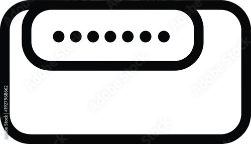 Simple line art icon representing a digital device connection port with six circular dots