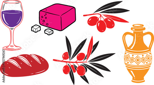 Wedding symbols and elements illustration