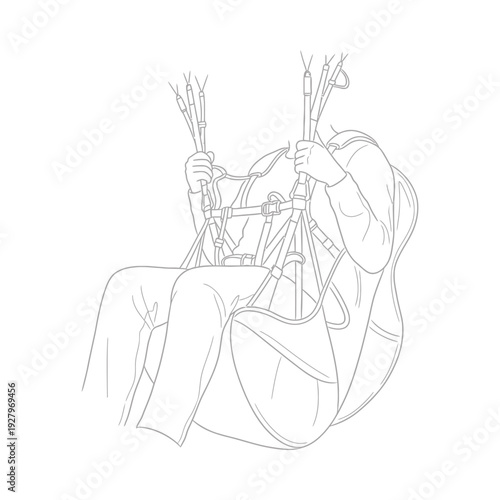 Person relaxing in chair holding reeds and quills serene line art illustration with simple background