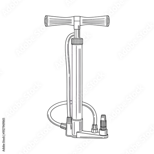 Manual air pump with pressure gauge and hose for inflating deflating and measuring air pressure