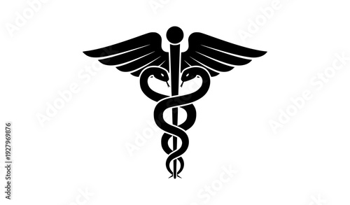 Caduceus medical badge symbol vector illustration