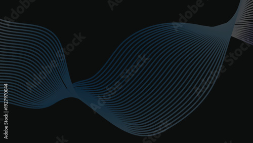 Dynamic blue wave pattern on black background for modern design