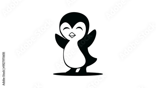 penguin symbol, black isolated silhouette