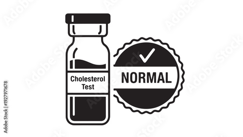 Cholesterol Test Vial Marked Normal Indicating Lipid Screening Results for Preventive Health and Clinical Risk Assessment