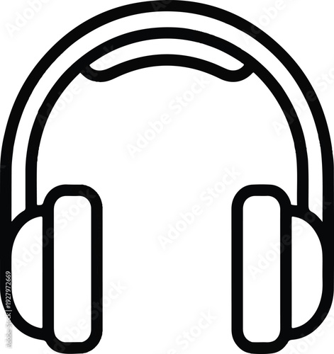 Modern line art icon representing headphones, perfect for music, audio, and sound-related digital content