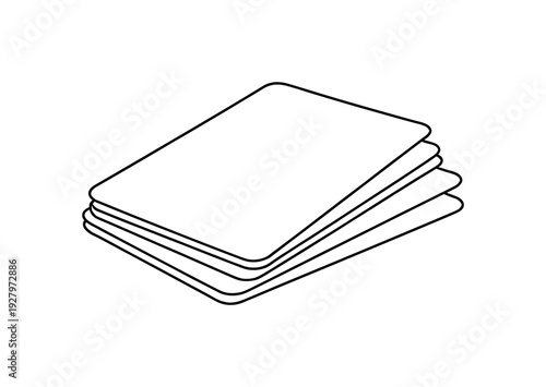 "Affirmation Card Stack". Minimalistic one-line drawing small stack of affirmation cards slightly fanned out,