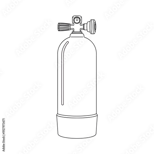 Detailed illustration of a standard oxygen tank with regulator and gauge medical equipment concept