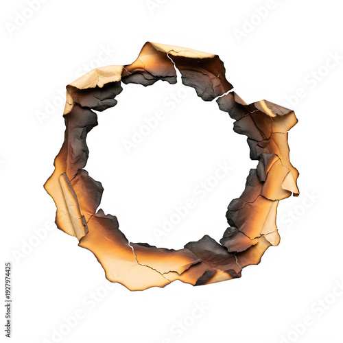 A burnt hole in a piece of paper