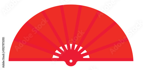 Traditional Red Folding Fan with Symmetrical Blades
