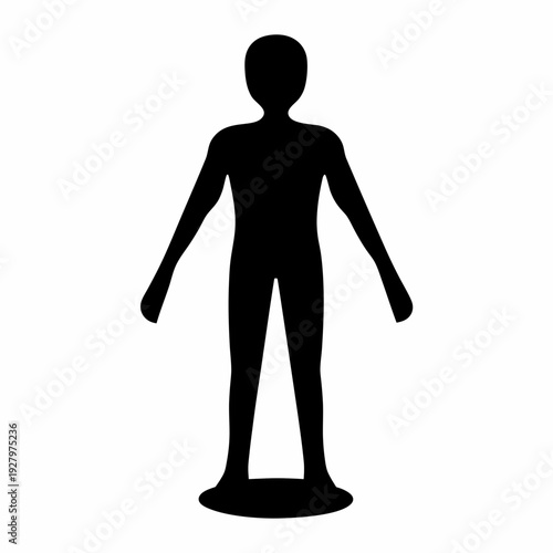 Full body silhouette of a standing human figure, generic representation for diagrams and icons Vector, illustration