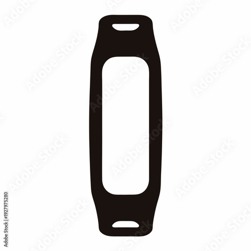 Black silicone replacement band for a smart fitness tracker with a central display slot Vector, illustration