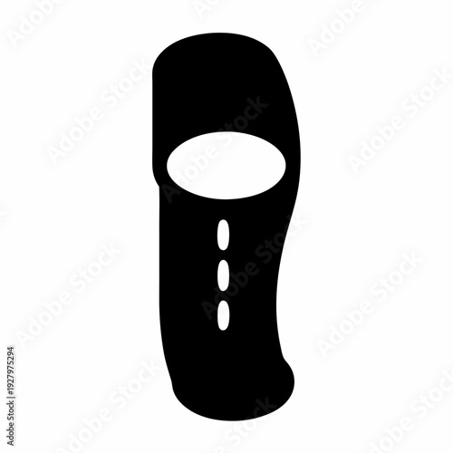 Minimalist black boot or sock silhouette icon with three decorative button-like elements Vector, illustration