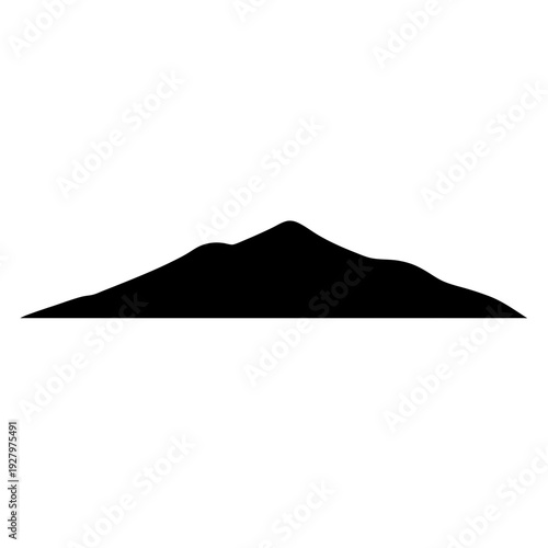 Minimalist black silhouette of a striking mountain range on a pure white background Vector, illustration