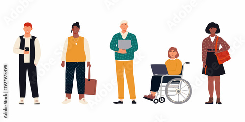 Diverse group of people standing and interacting showcasing inclusivity