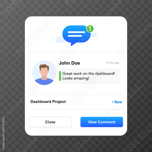 New Comment Notification UI. Vector illustration.