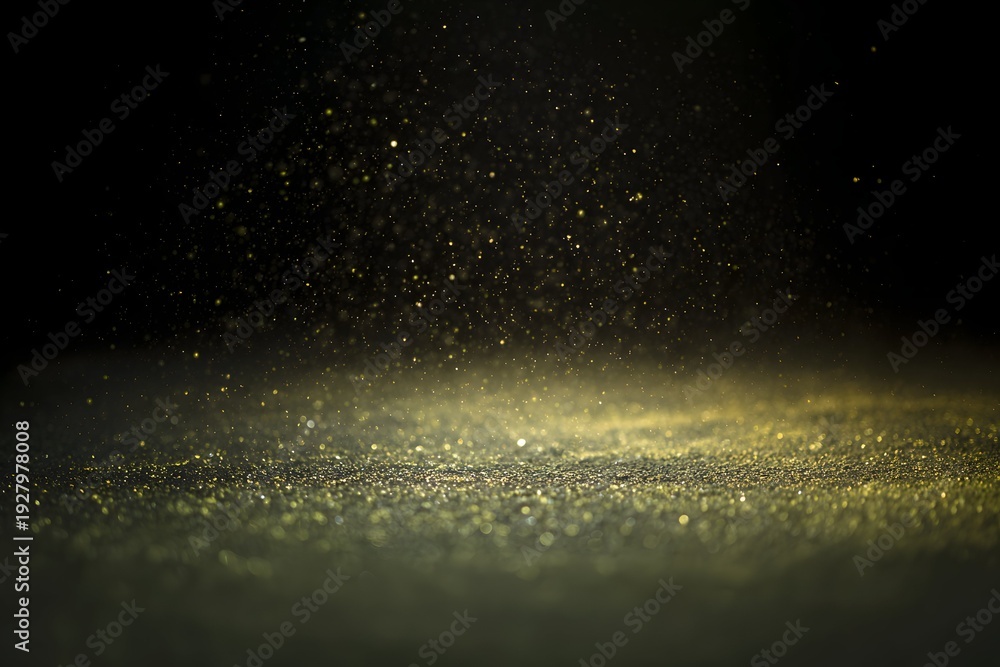 Fototapeta premium Illuminated dust particles against a dark background in sharp focus.