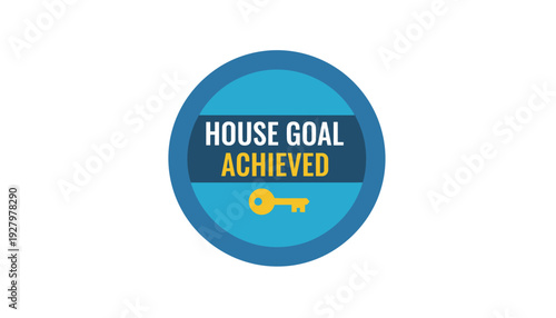 House goal achieved with golden key icon in blue circle
