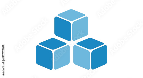 Blue cubes stacked high.