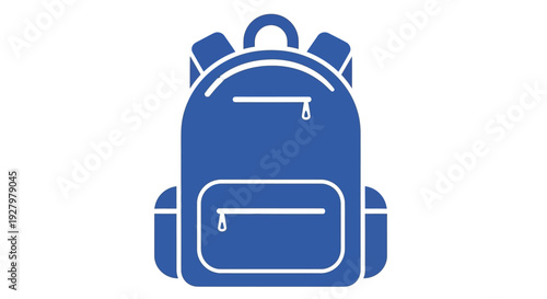 Blue School Backpack Icon.