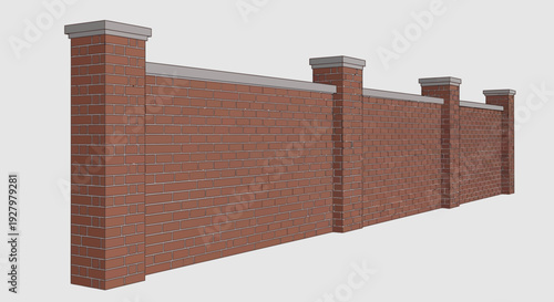 Brown Brick Fence Wall.